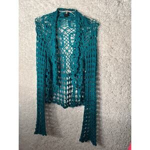WOMEN.S TEAL KNIT CARDIGAN.
